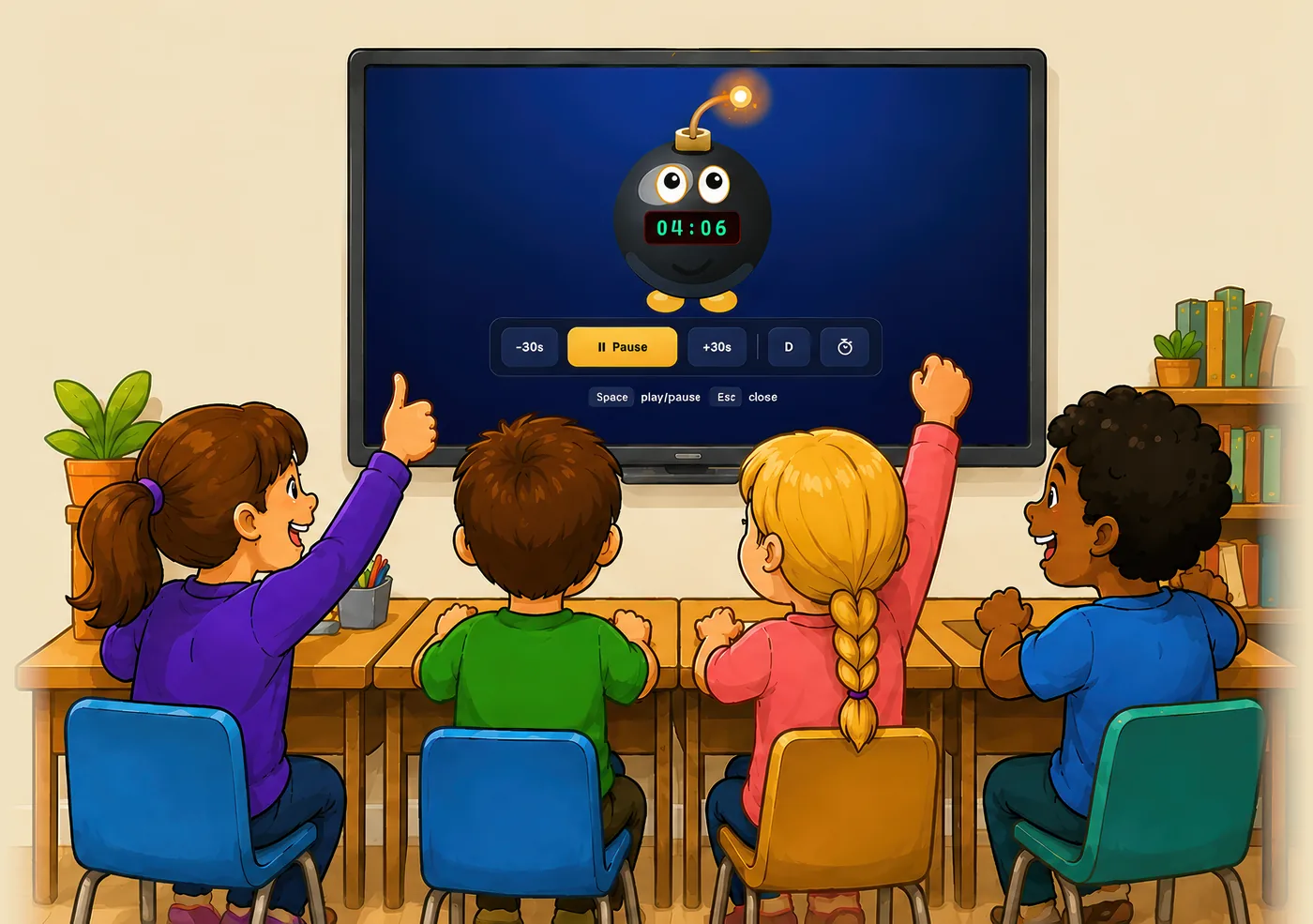 BombTimer on a classroom screen